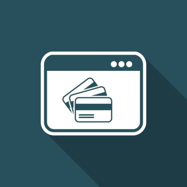 Online alışveriş düğme - kredi kartı - vektör düz simgesi
