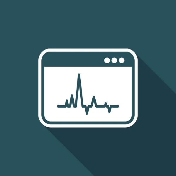 EKG on computer screen - Vector flat icon — Stock Vector