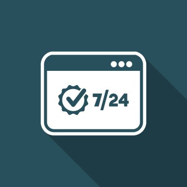 Tam zamanlı 7/24 bilgisayar servisi - vektör düz simgesi