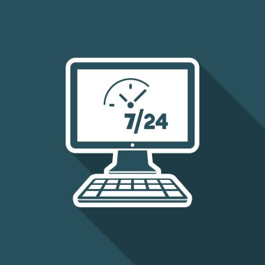 Günlük tam zamanlı bilgisayar servisi - vektör düz simgesi