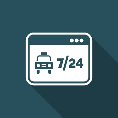 Web taksi servis - 7/24 - vektör düz simgesi