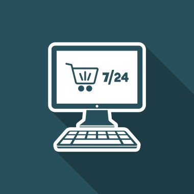7/24 - vektör düz simgesi online mağaza