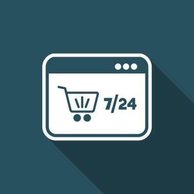 7/24 - vektör düz simgesi online mağaza