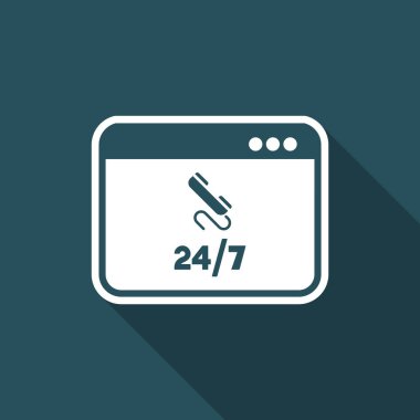 -Tam zamanlı hizmet - vektör düz Simge iletişim