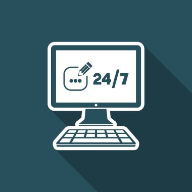 Bize 24/7 - vektör düz simgesi servis iletişim