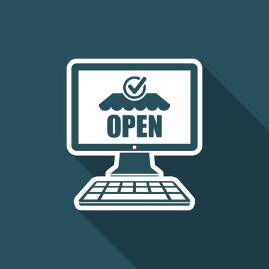 Web mağaza aç - vektör düz simgesi