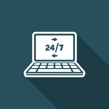 24/7 bilgisayar veri aktarımı - vektör düz simgesi