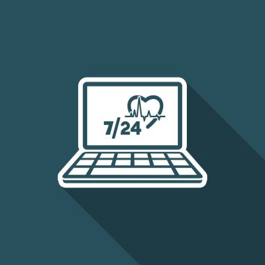 Online tıbbi yardım 7/24 - vektör düz simgesi