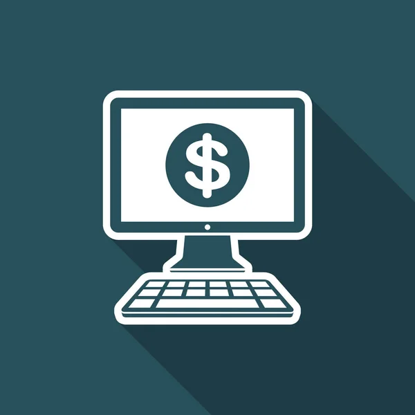 Dollar - slimme online bankdiensten - Vector platte pictogram — Stockvector