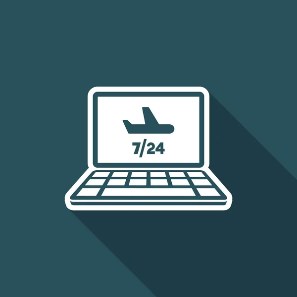 Airline Webseite 7 / 24 serivces - Vektor flaches Symbol — Stockvektor