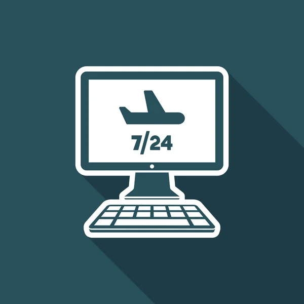 Sito web della compagnia aerea 7 / 24 serivces - icona piatta vettoriale — Vettoriale Stock