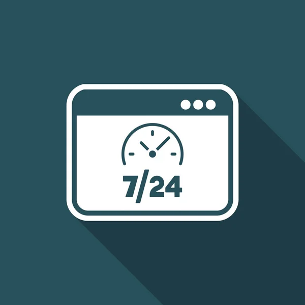 Full time 7/24 webservices - Vector platte pictogram — Stockvector