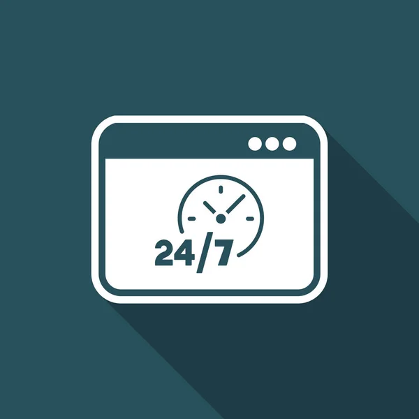 24 / 7 ful time web services - Vektor flaches Symbol — Stockvektor