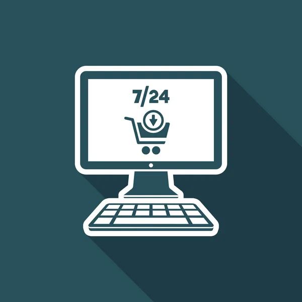 Télécharger shopping 7 / 24 icône plat vectoriel — Image vectorielle