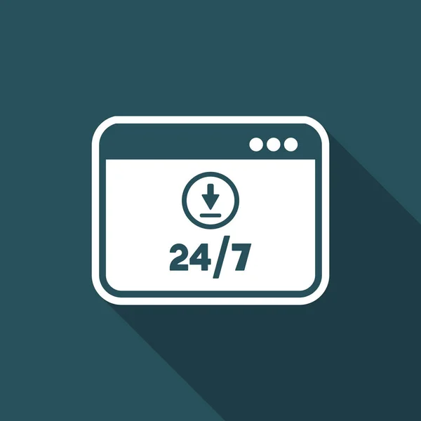 24/7 updates service - Vector platte pictogram — Stockvector