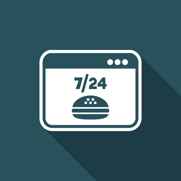 Fast food 7 / 24 delivery services - Vector flat icon — стоковый вектор