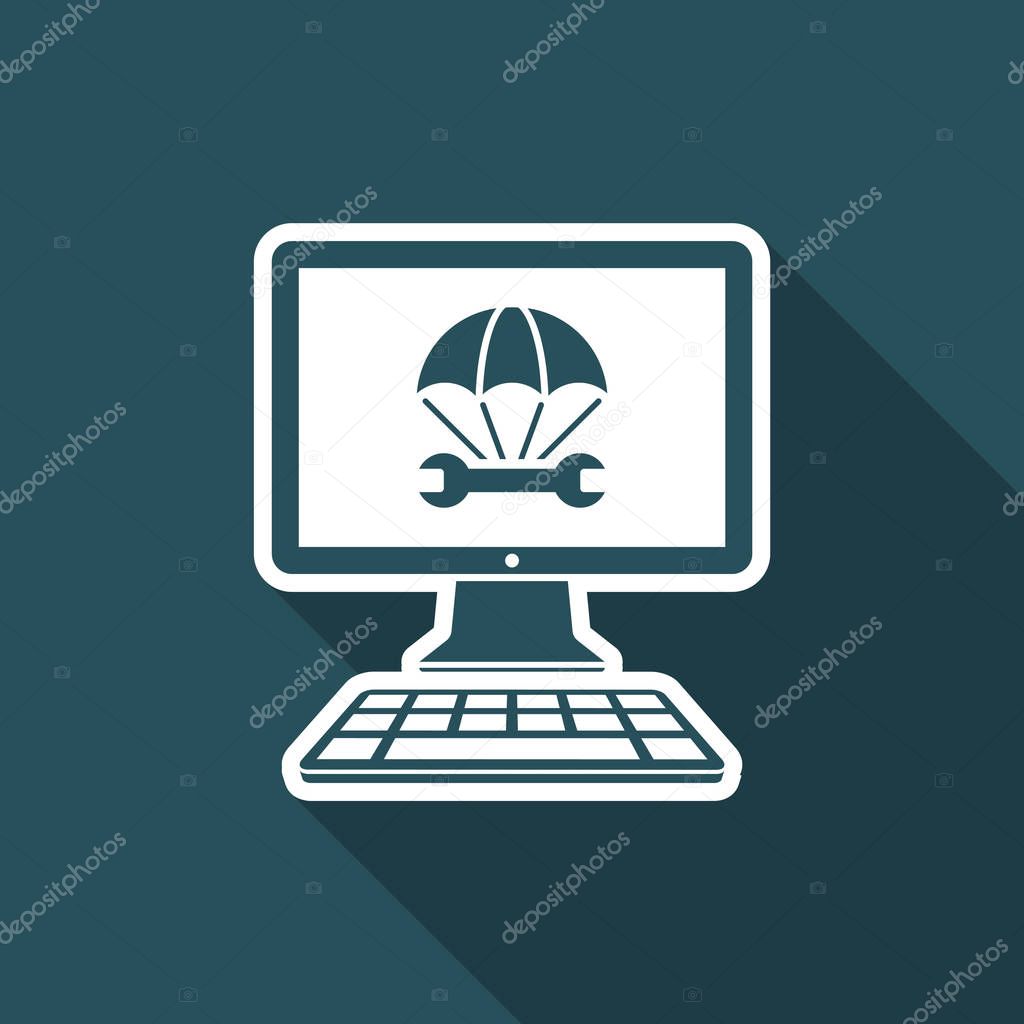 Computer emergency assistance service - Vector flat icon