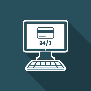 24/7 - kredi kartı - vektör düz simgesi online bankacılık hizmetleri
