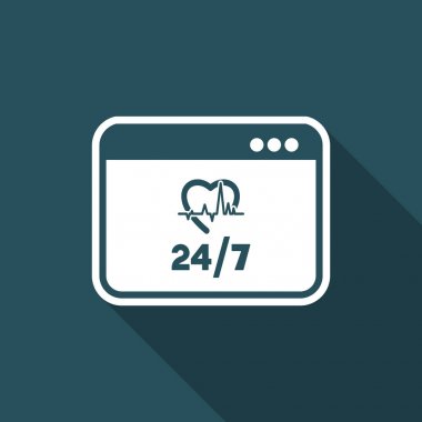 Online Sağlık Hizmetleri 24/7 - vektör düz simgesi