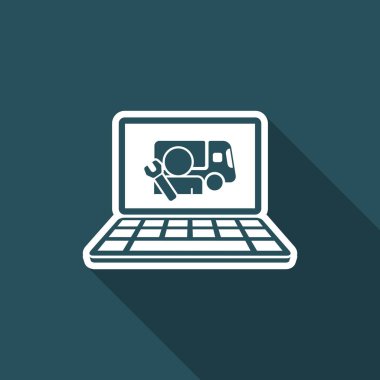 Online yardım kamyon - düz simge vektör