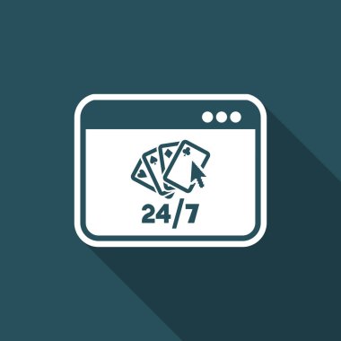 Online poker 24/7 - vektör düz simgesi