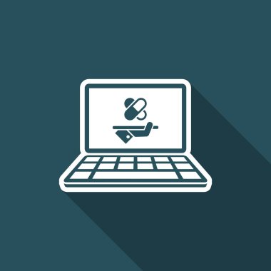 Eczane çevrimiçi hizmetler - vektör düz simgesi