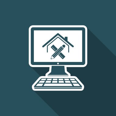 Ev tasarım - bilgisayar Web sitesi veya uygulama için vektör simgesi