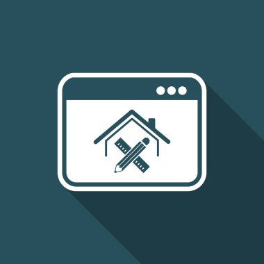 Ev tasarım - bilgisayar Web sitesi veya uygulama için vektör simgesi