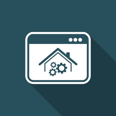 Evde çalışma sistemi - vektör simge bilgisayar Web sitesi veya çelikler için