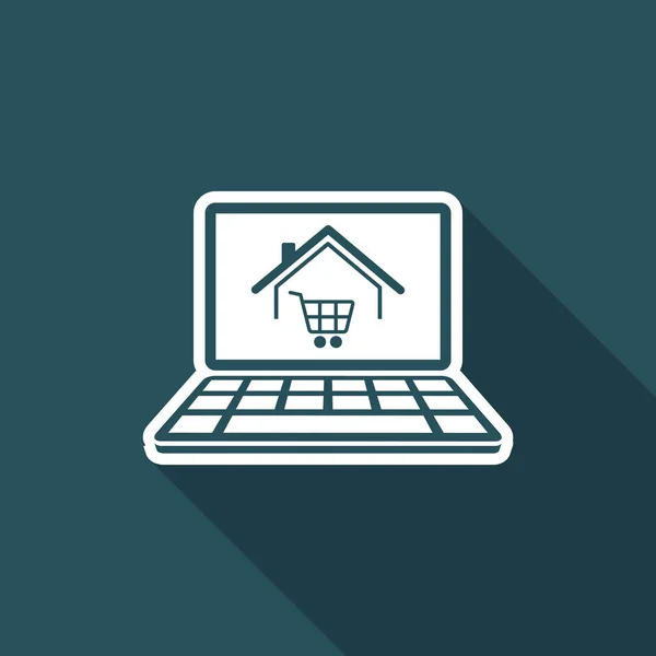 E-alışveriş ve ev teslim - vektör simge bilgisayar Web sitesi için — Stok Vektör