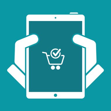 Onay sepeti düz simgesi