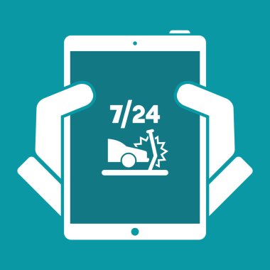 Araba kazasında yardım 7/24 - vektör düz simgesi