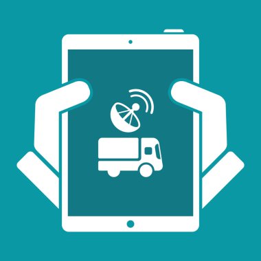 Uydu kontrol - vektör web simgesi ile kamyon