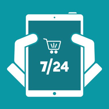 7/24 alışveriş - vektör web simgesi