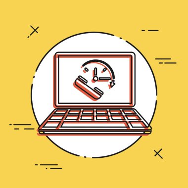 Tam zamanlı online çağrı Hizmetleri - vektör düz simgesi