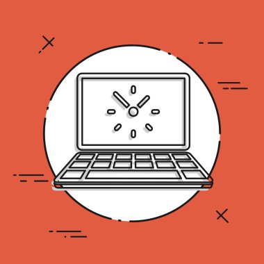 Bilgisayarınızın saati - vektör düz simgesi