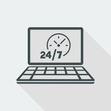 24/7 ful zaman web hizmetleri - vektör simge düz