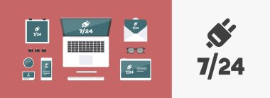 web 7/24 ağ hizmetleri - vektör simgesi