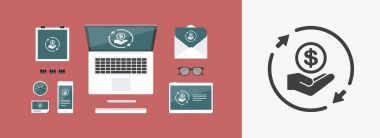 Sabit Döviz bankacılık hizmetleri - vektör web simgesi