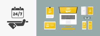 web 24/7 tam zamanlı Hizmetleri - vektör simgesi