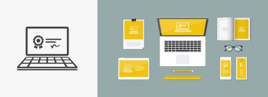 Bilgisayar sertifikası - vektör web simgesi