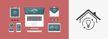 Sürdürülebilir enerji - vektör web simgesi olan ev