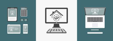 Gayrimenkul yatırım - vektör simge bilgisayar Web sitesi veya uygulama için