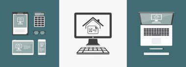 Ev sertifika - vektör simge bilgisayar Web sitesi veya applicat için