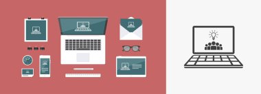 Ekip çalışması fikir - vektör simge bilgisayar Web sitesi veya uygulama için