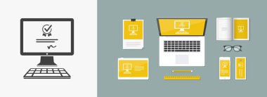 Dijital sertifika - vektör simge bilgisayar Web sitesi için veya applic