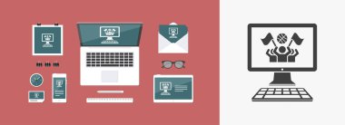 Basketbol destekçileri - vektör simge bilgisayar Web sitesi veya Uygula