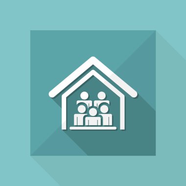 Tek izole ev toplantı simge vektör çizim 