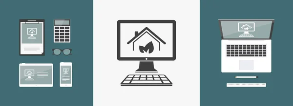 Eco amigable para el hogar - Vector icono para el sitio web de la computadora o applicat — Vector de stock