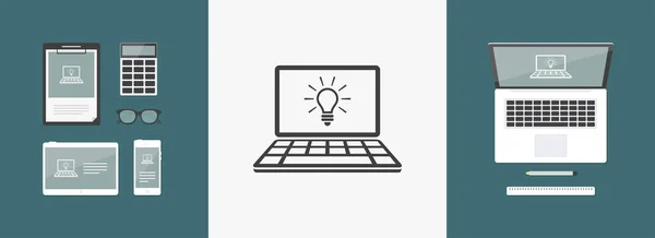 计算机网站灯泡-创新理念-矢量图标 — 图库矢量图片